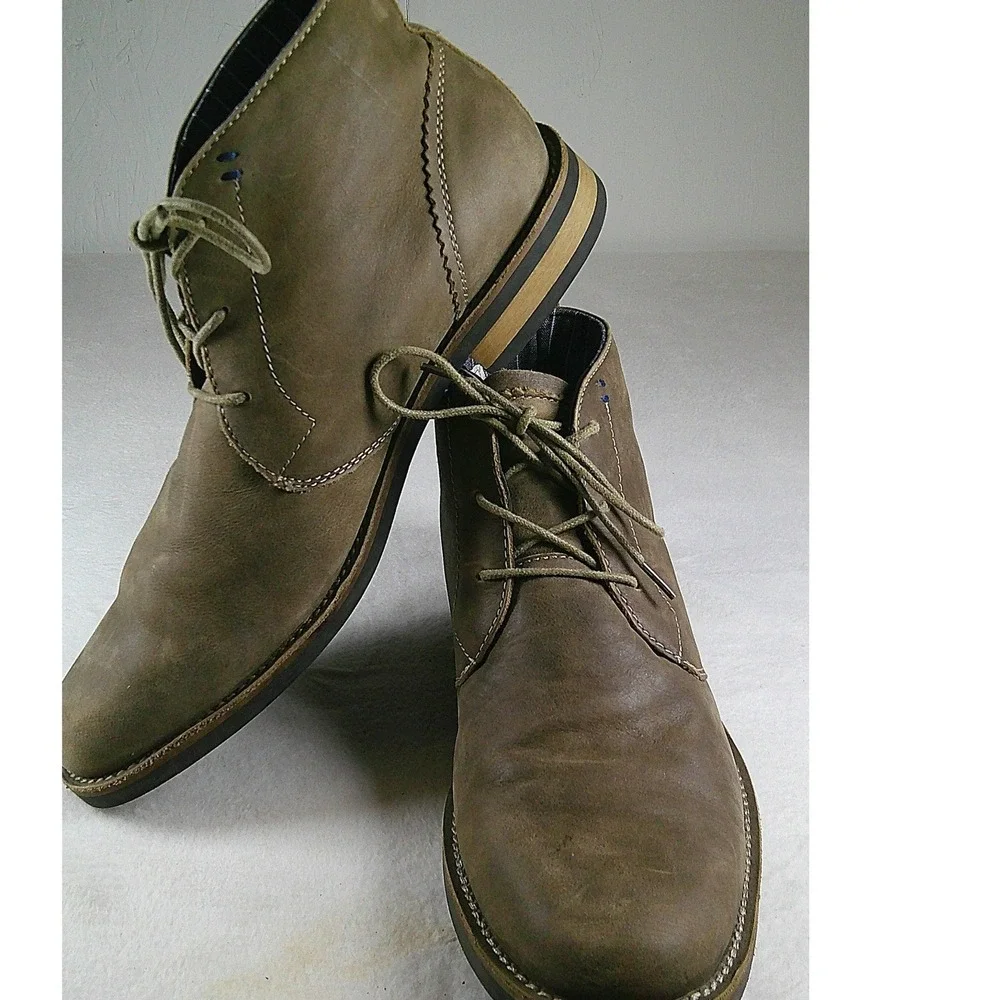 Original Penguin Monty Mens Leather Chukka Boots Brown Olive 10.5 OP100199